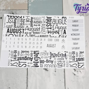 Kit mensual de agosto / Primo Hobonichi / Kit mensual A5 / Kit simple de Hobonichi / Inicio domingo o lunes / Hoja 5x7 / 47 pegatinas