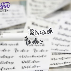 Pegatinas de planificación / Tareas pendientes, esta semana, fin de semana / Pegatinas semanales/mensuales / Opciones de lámina / Blanco mate o mate transparente / Fuente Izzy