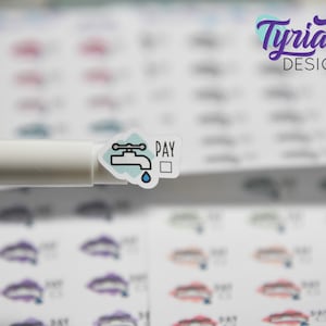 Waterbetalingsstickers. Verschillende kleuropties. Houd de waterrekening bij met stickers voor budgetplanners, tijdschriften en kalenders