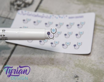 Doctor Stickers - Tiny stethoscope stickers on a mini sheet - Great for small bullet Journals, Planner, Budget, or mimimalist planners