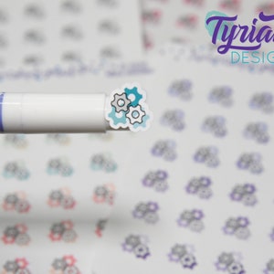 Gears Icon Stickers. Different color options. Auto maintenance, fix it stickers Great for Planners, journals and calendars