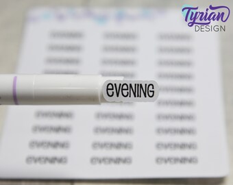 Evening Stickers for Planners and Journals |  30 Stickers | .75" x .3" Sticker size | Emm Font