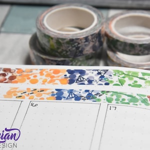 Wizard washi tape, 15mm with sliver foil. Wand and Broom on Washi Tape. Available in 15mm(with sliver foil) and coordinating 10 mm rolls.