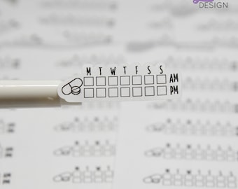 Medicine Tracker Sticker | Weekly AM PM Tracker | Pill Tracker | 18 stickers per sheet | 5x7 sheet | White or Clear Matte | Font Charley