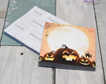 Post-it spaventosi a forma di zucca nera / Post-it a forma di zucca di Jack-O-Lantern / 3x3 / 50 per blocco