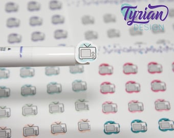 May include: A sheet of stickers featuring a television icon in various colors. The stickers are perfect for planners, journals, and other creative projects.