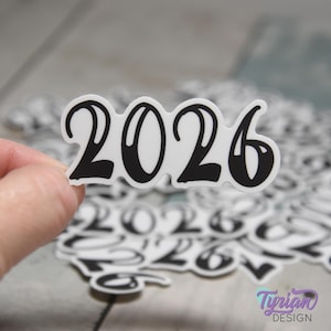 Pegatina 2026 / Pegatina de planificador 2026 / La pegatina es de vinilo resistente a la intemperie de alta calidad / 2,5 x 1 pulgada
