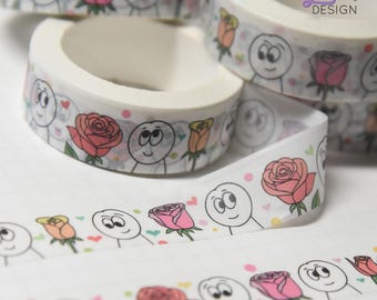 WAFI Roses Washi Tape |15mm | Happy WAFIs with Roses in Pastel Colors