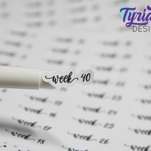 Week 1-52 Stickers, Behalten Sie den Überblick über die Wochen des Jahres mit diesen einfachen schwarzen Textaufklebern. Super für Planer und Bullet Journals
