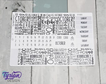 Kit mensual de octubre / Primo Hobonichi / Kit mensual A5 / Kit simple de Hobonichi / Inicio domingo o lunes / Hoja 5x7 / 47 pegatinas