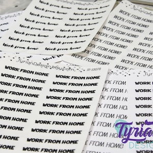 Pegatinas para trabajar desde casa para agendas, diarios y calendarios. 4 opciones de fuente. Disponibles en transparente y blanco. LIQUIDACIÓN.