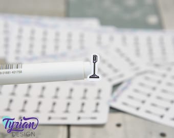 Vacuum Stickers | Tiny Stick Vacuum stickers on a mini sheet | 20 stickers | .3 x .6" each | Vacuum icon sticker | White or Clear Matte