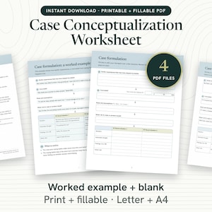 CBT Case Conceptualization Worksheet, Core Beliefs Formulation Template (PDF)