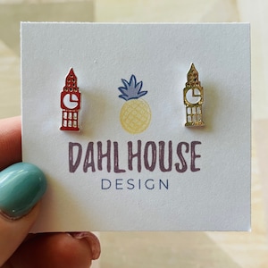 Big Ben Clock Silver Stud Earrings