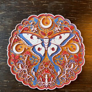 Lunar Moth - 3D Wall Art, Glow-in-the-Dark or Matte Celestial Relief Matte Alternate