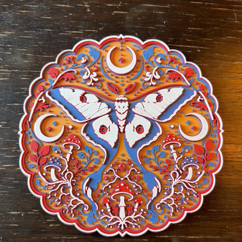 Lunar Moth - 3D Wall Art, Glow-in-the-Dark or Matte Celestial Relief Matte Alternate