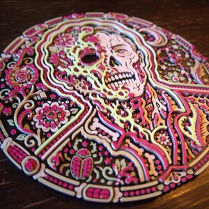 Zombo Glow-in-the-Dark Zombie Skull Wall Art, UV-Reactive 3D Relief