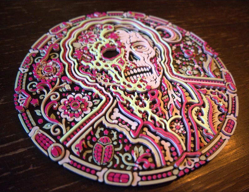 Zombo Glow-in-the-Dark Zombie Skull Wall Art, UV-Reactive 3D Relief