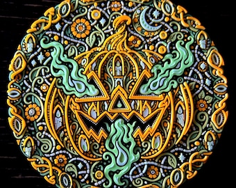 Jack o’ the Shadows - Glow-in-the-Dark Jack-o’-Lantern Wall Art, UV-Reactive 3D Relief