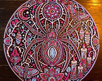 Arachnomancer - Glow-in-the-Dark Spider Wall Art, UV-Reactive 3D Relief
