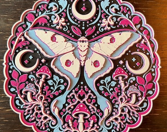 Lunar Moth - 3D Wall Art, Glow-in-the-Dark or Matte Celestial Relief