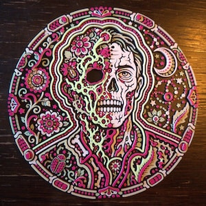 Zombo Glow-in-the-Dark Zombie Skull Wall Art, UV-Reactive 3D Relief