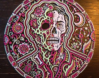 Zombo - Glow-in-the-Dark Zombie Skull Wall Art, UV-Reactive 3D Relief