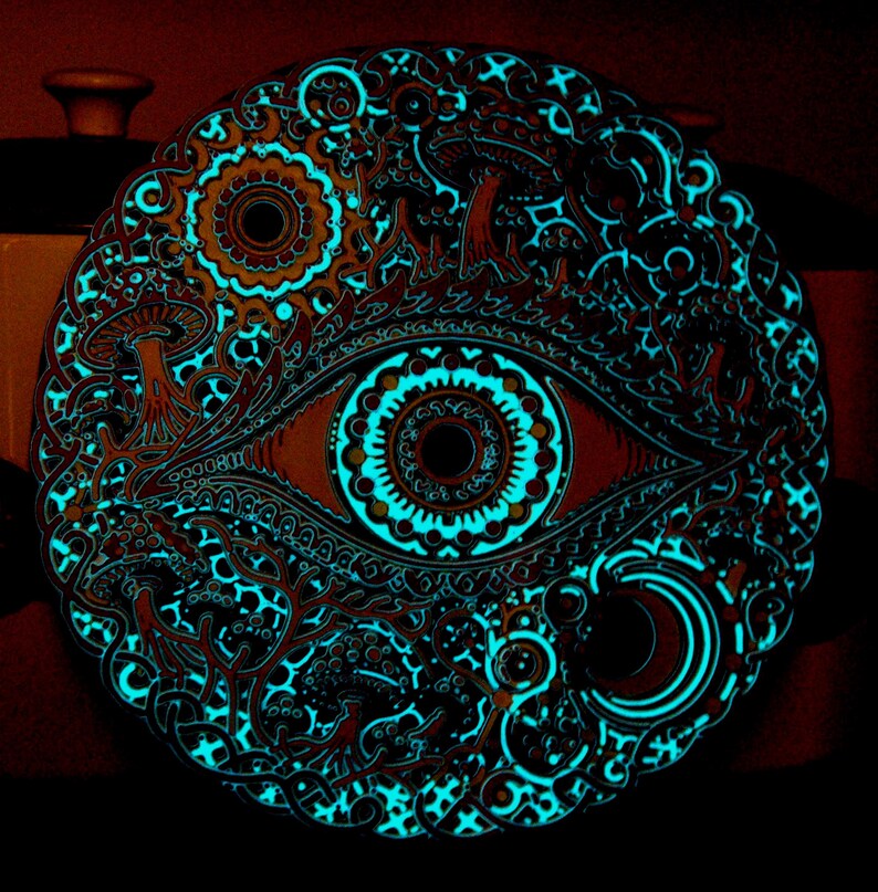 Glow in the Dark Psychedelic Eye Wall Art - Cosmic Eye, 9 in UV Blacklight Relief image 5