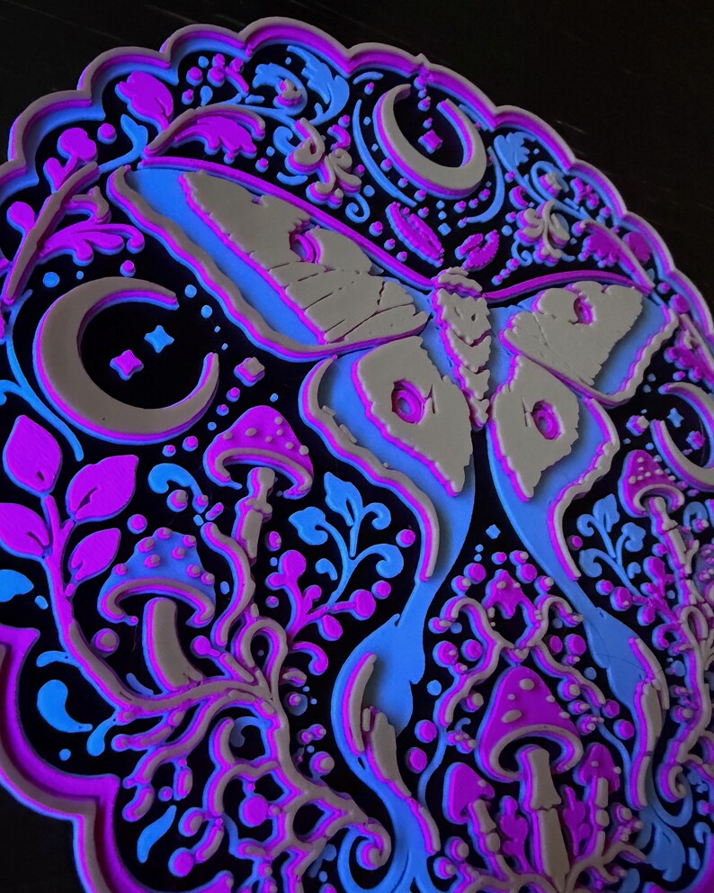 Lunar Moth - 3D Wall Art, Glow-in-the-Dark or Matte Celestial Relief bild 5
