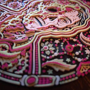 Zombo Glow-in-the-Dark Zombie Skull Wall Art, UV-Reactive 3D Relief