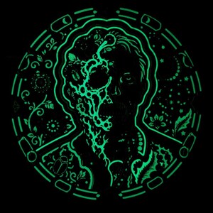 Zombo Glow-in-the-Dark Zombie Skull Wall Art, UV-Reactive 3D Relief