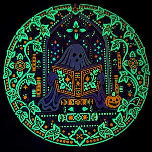 Midnight Reader 3D wall relief under active UV blacklight