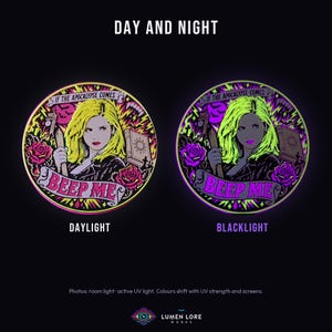 Slayer in daylight and under UV blacklight