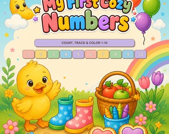 Libro para preescolares para trazar números y colorear, cuenta y colorea del 1 al 10, 26 páginas imprimibles, para niños de 3 a 5 años.