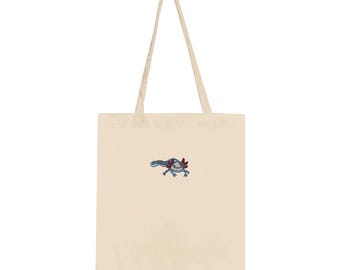 Smile Axolotl Embroidered Canvas Tote Bag