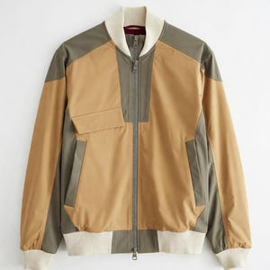 Colorblock Bomber Jacket Men, Topographic Map Print — Vanté