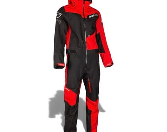 Klim Lochsa Waterproof Snowmobile Monosuit – Red and Black, Breathable Riding Gear