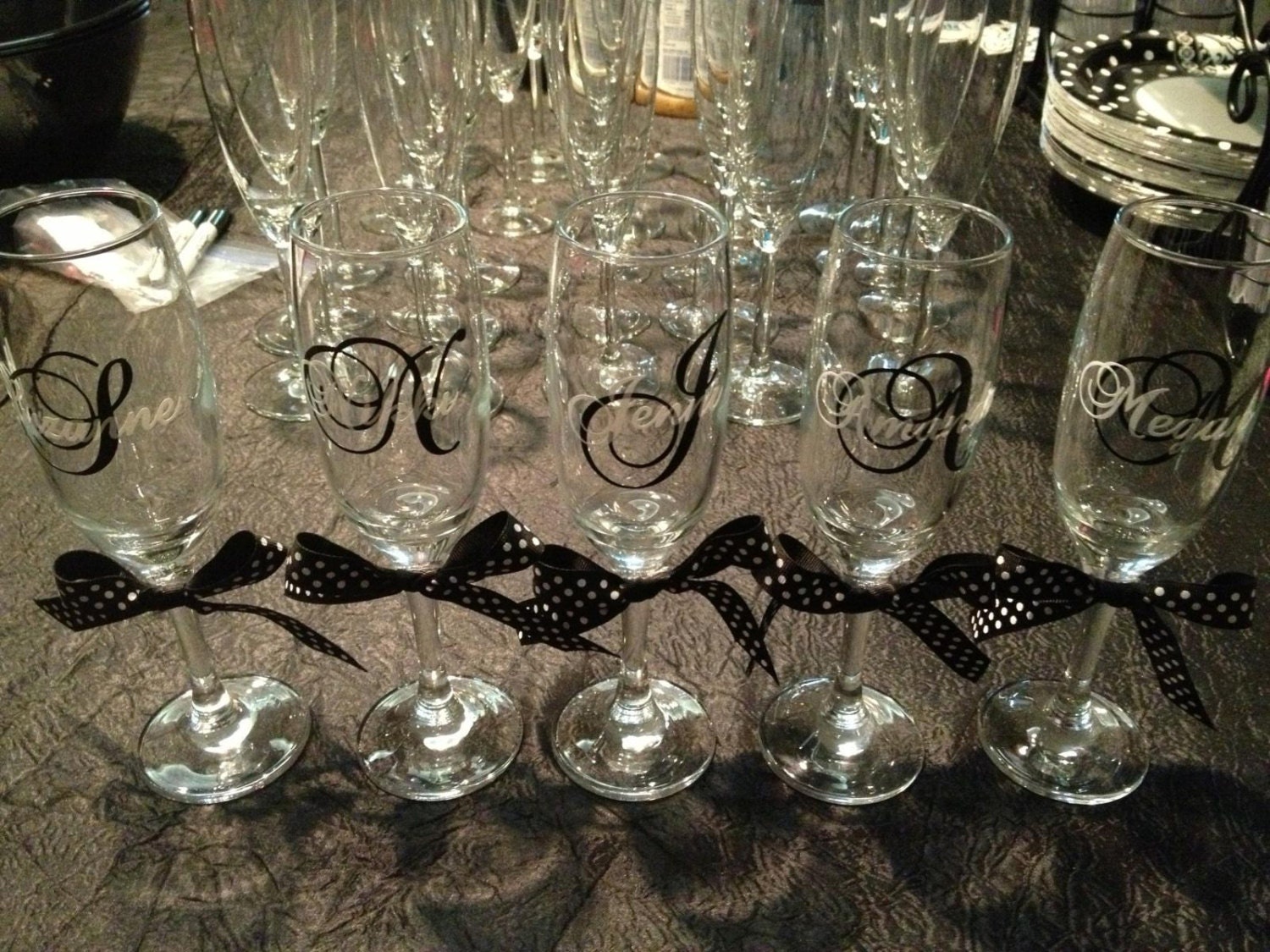 Custom Monogram Vinyl Wine Glass Decals Bridal Party Etsy
