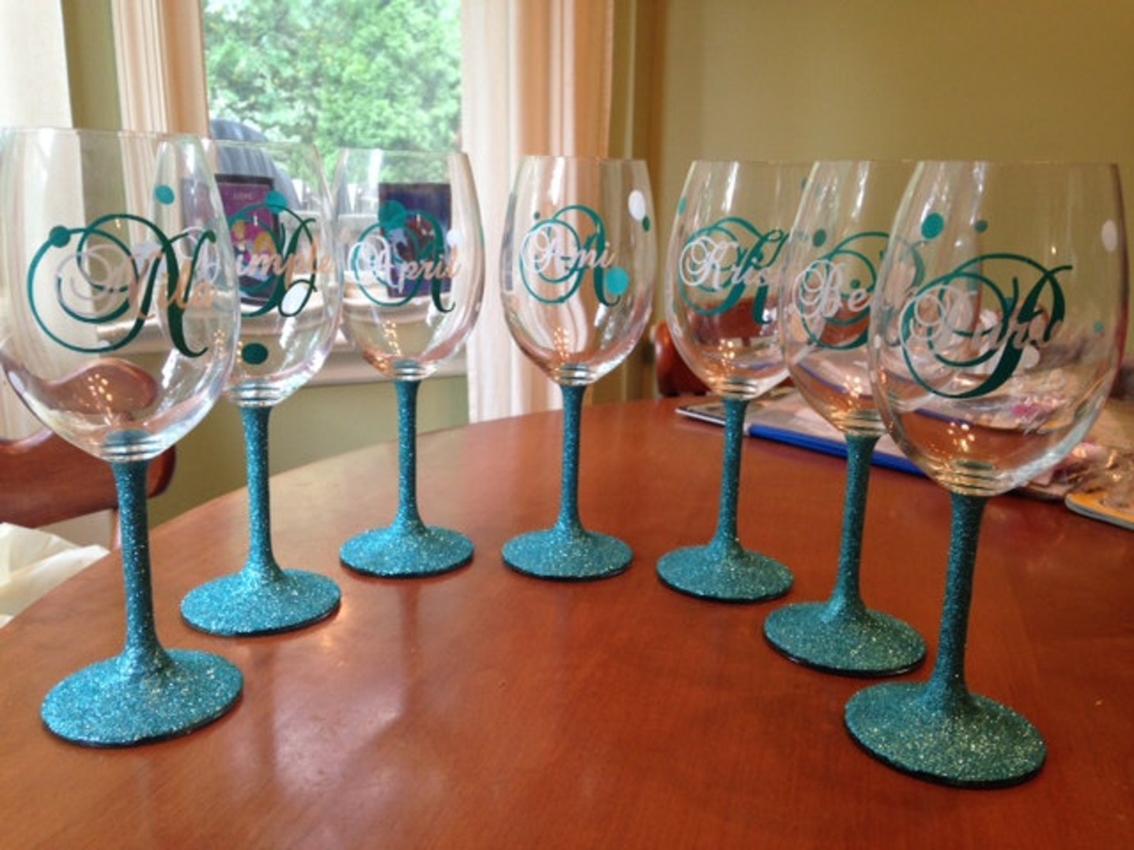 Custom Monogram Vinyl Wine Glass Decals Bridal Party Etsy