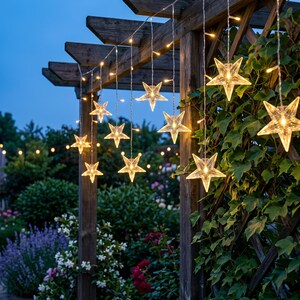 Sternen-Lichterkette, 4 Meter lange, warmweiße Eiszapfen-Lichterkette, gemütliche Schlafzimmerdekoration im Märchenstil