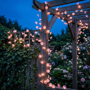 Cherry Blossom String Lights, Pink Blue Purple Flower Fairy Lights, Cozy Room Decor