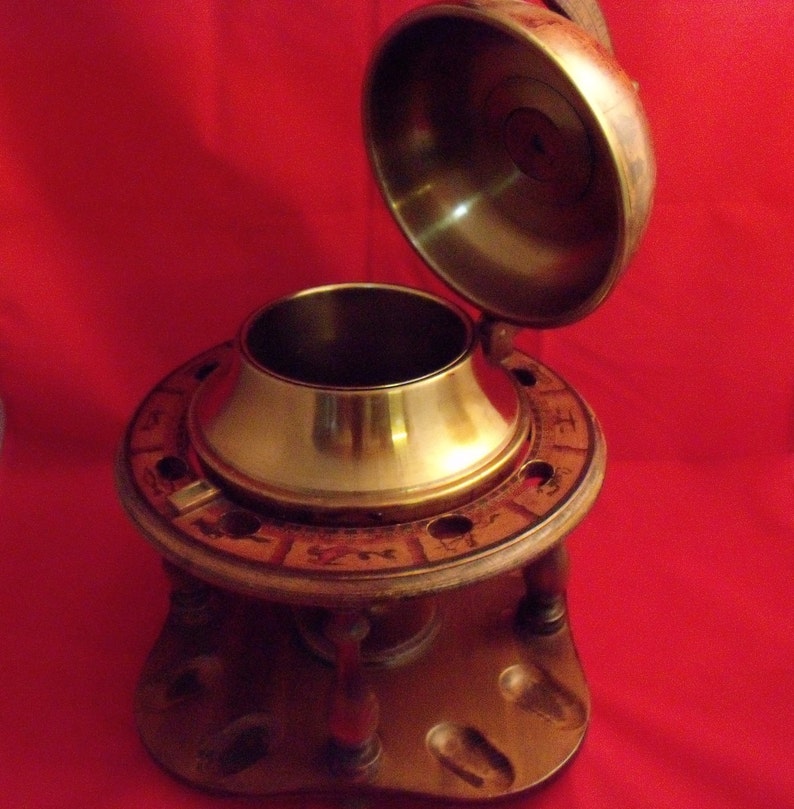 OLDE WORLD Globe Pipe Stand Tobacco Jar Humidor Made in Etsy