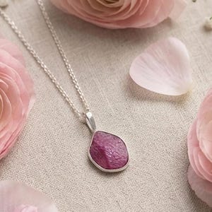 Pink Ruby Gemstone Necklace, Handmade Necklace, July Birthstone, Gemstone Necklace, Pink Gemstone, Sterling Silver, Gift Her
