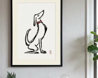 Minimalist Hand-Drawn Dog Print | Black & White Pet Illustration (Digital Download)
