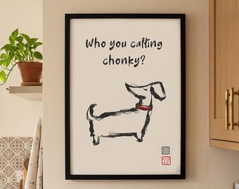 Affiche Teckel amusante | Décoration murale minimaliste pour chien | Teckel (Téléchargement numérique)