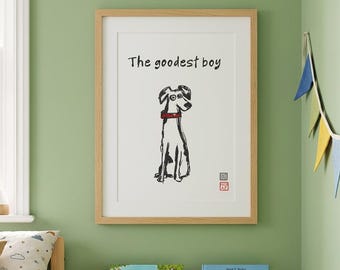 Le plus gentil des garçons – Illustration de chien | Art animalier minimaliste dessiné à la main (Téléchargement numérique)