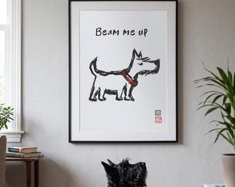 Illustration de chien amusante | Art minimaliste et fantaisiste (Téléchargement numérique)