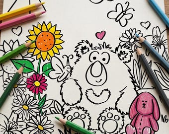 Sunny the Sun Bear Colouring Page | Nature Activity for Kids (Digital Download)