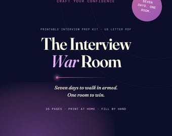 Interview War Room | Interview Prep Workbook, CAR Story Builder, Questions to Ask, Cue Cards Printable, Job Interview Kit PDF
