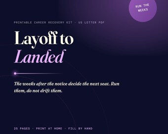 Layoff to Landed | Layoff Recovery Workbook, Job Search Planner, Career Transition Kit, Weekly Job Hunt Tracker, Printable PDF